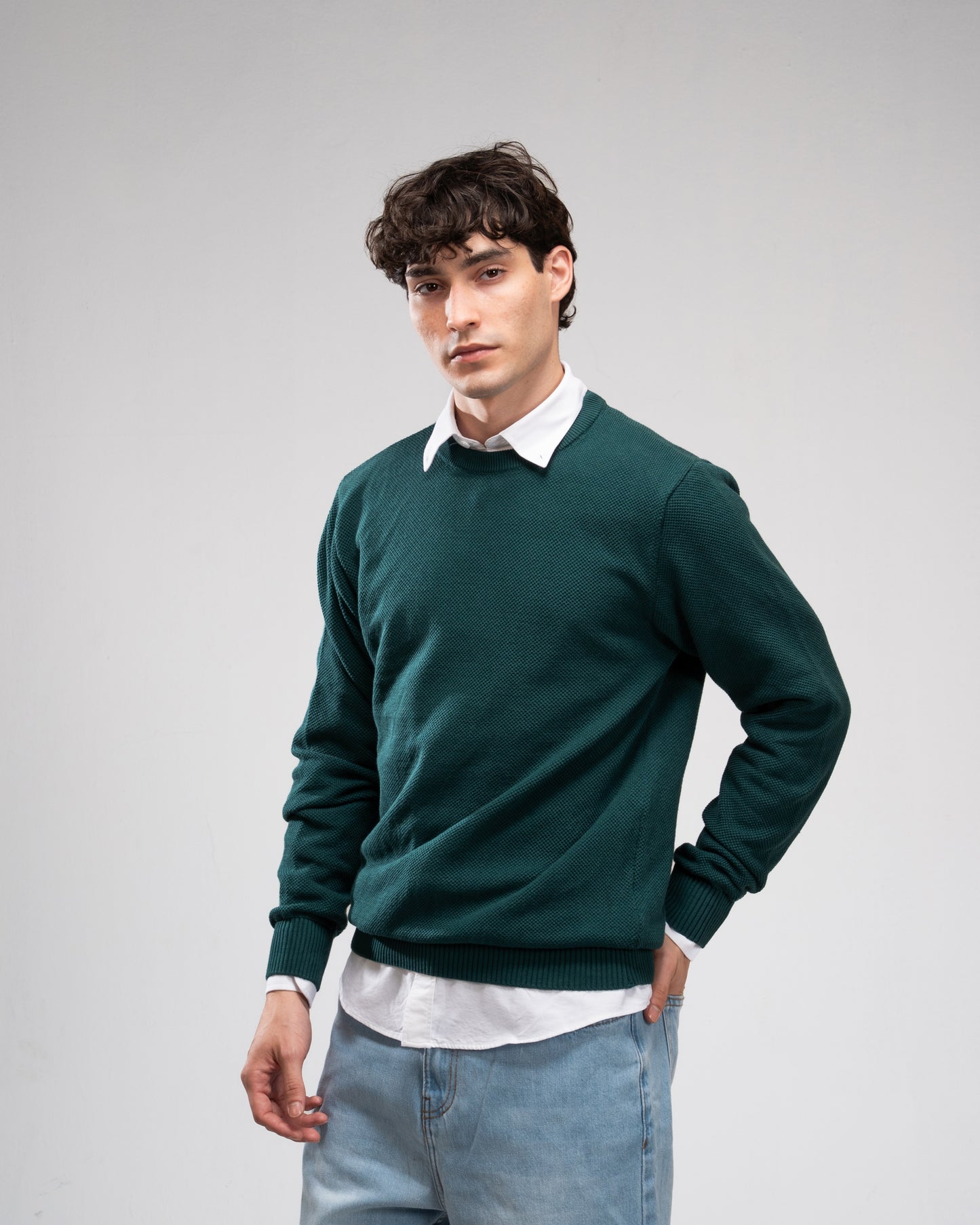 Knit Crew Neck Jumper - Petroleum