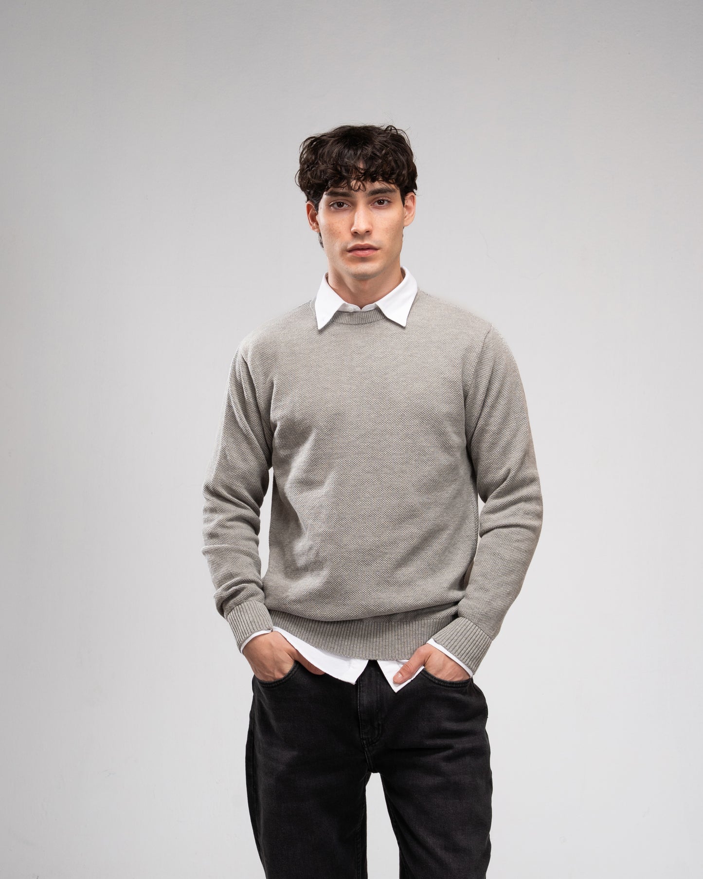 Knit Crew Neck Jumper - Gray