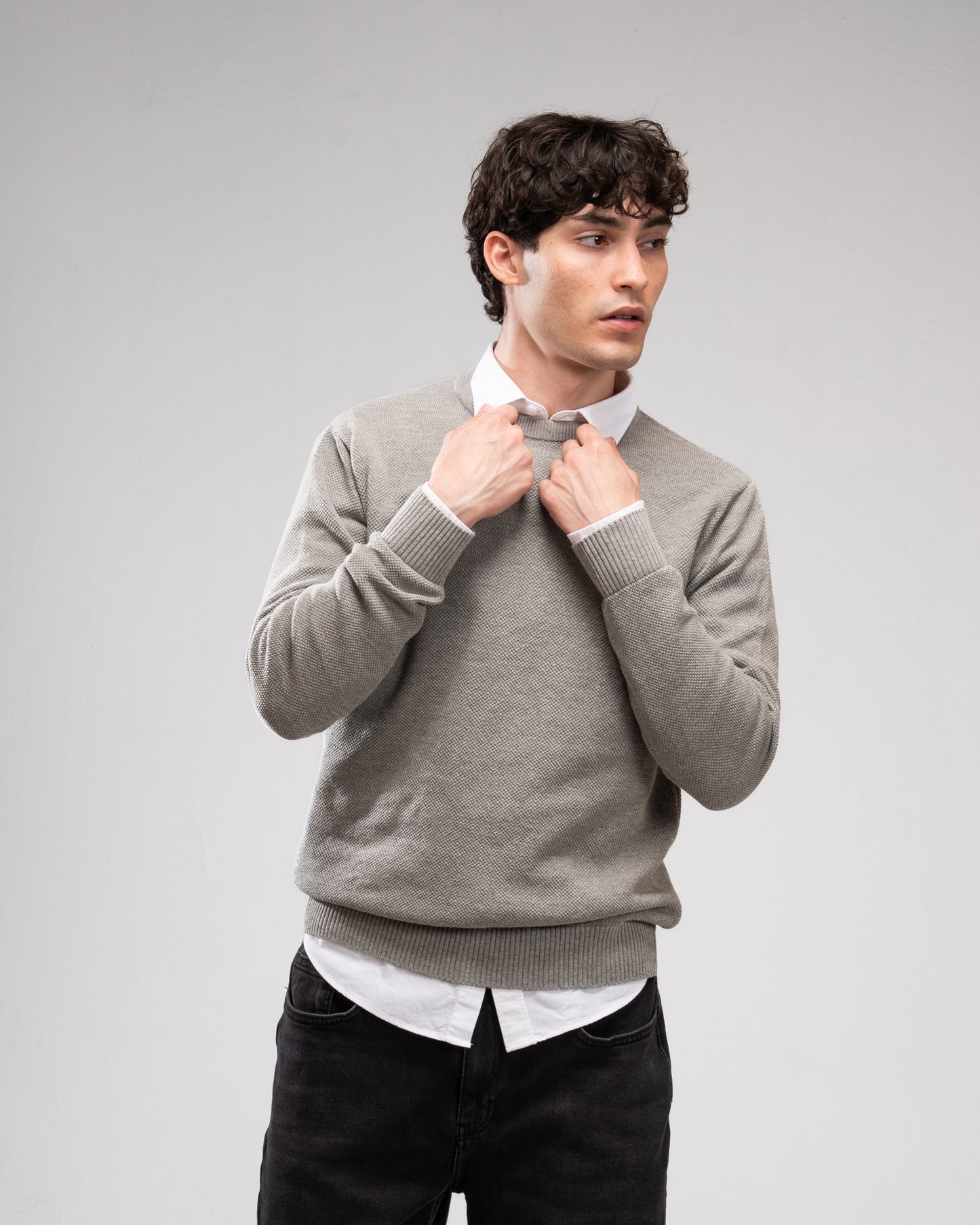 Knit Crew Neck Jumper - Gray