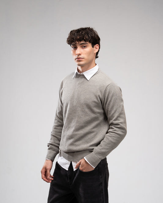 Knit Crew Neck Jumper - Gray
