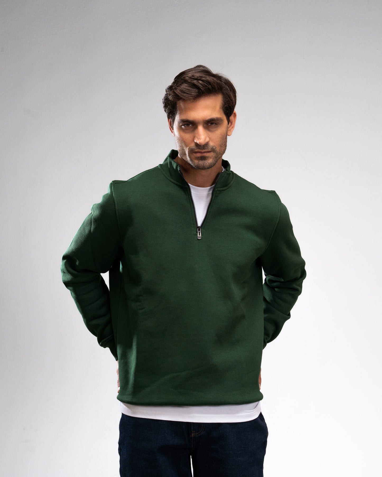 Quarter-Zip Hoodie - Forest Green