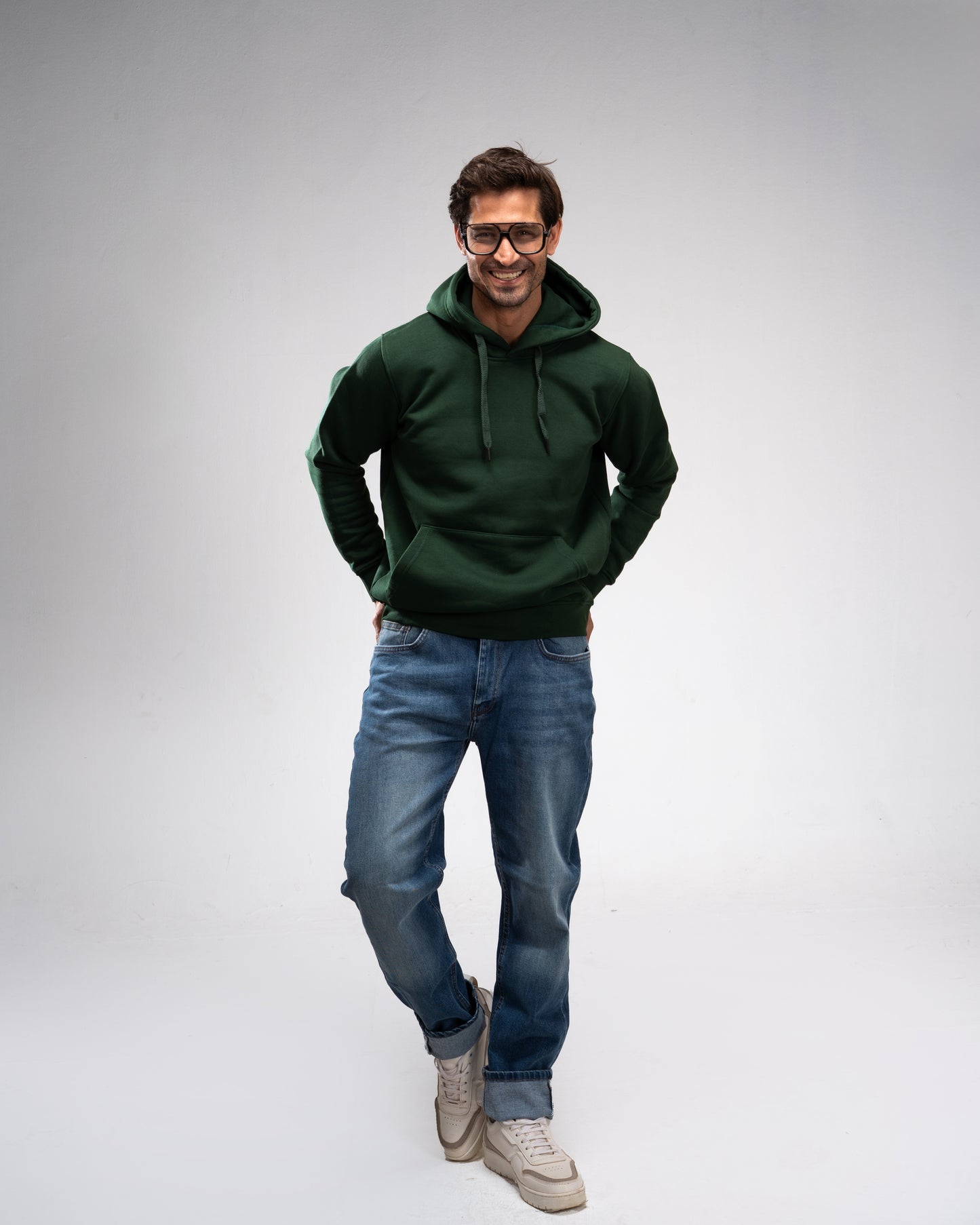 Basic Plain Hoodie - Forest Green