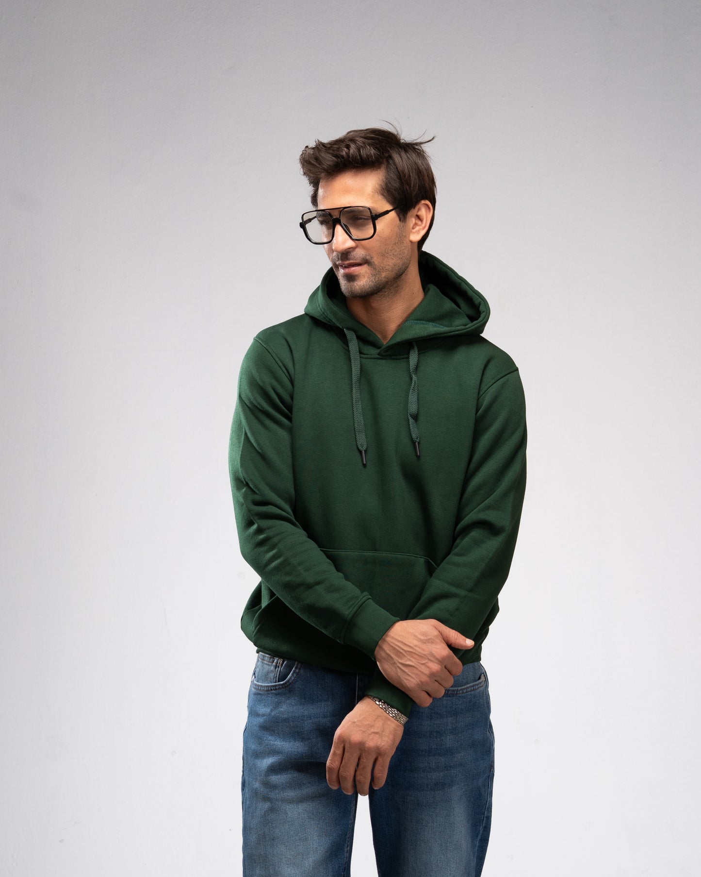 Basic Plain Hoodie - Forest Green