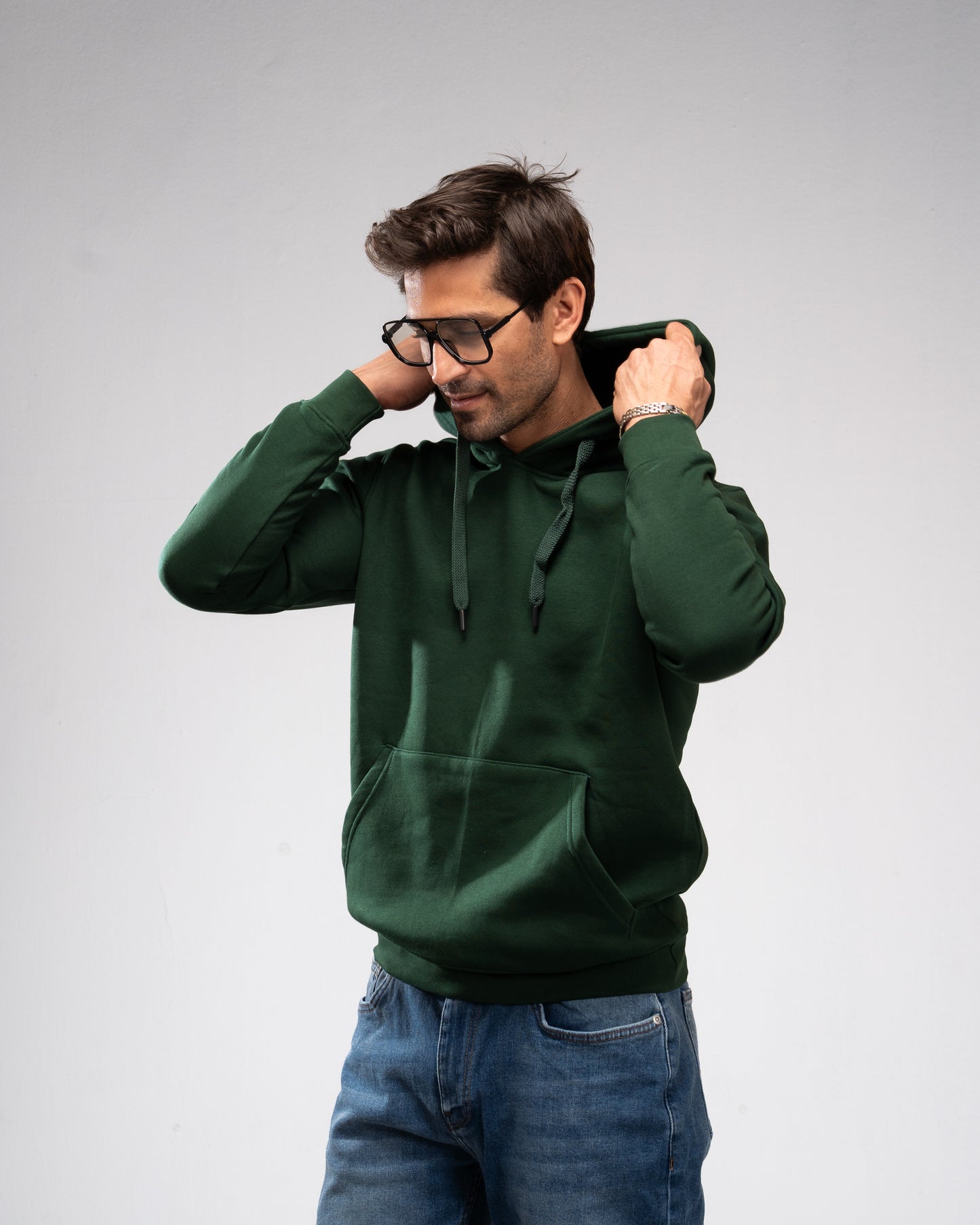 Basic Plain Hoodie - Forest Green