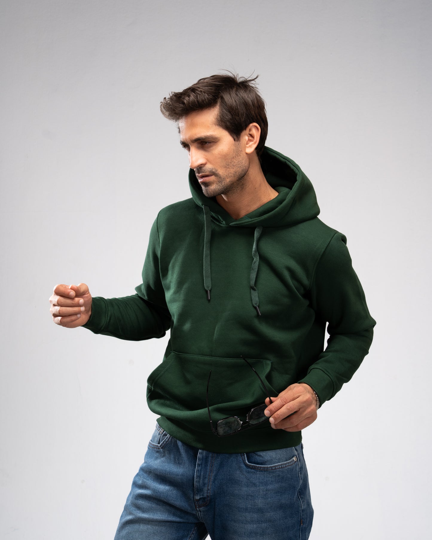 Basic Plain Hoodie - Forest Green