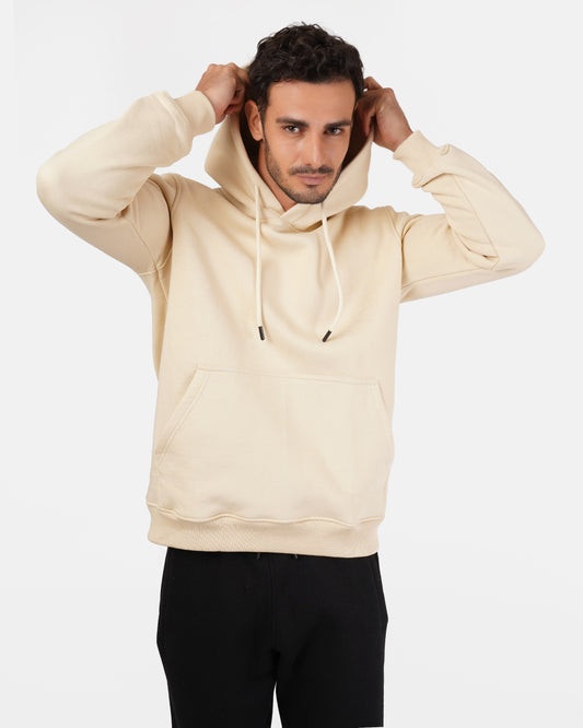 Basic Plain Hoodie -  Beige