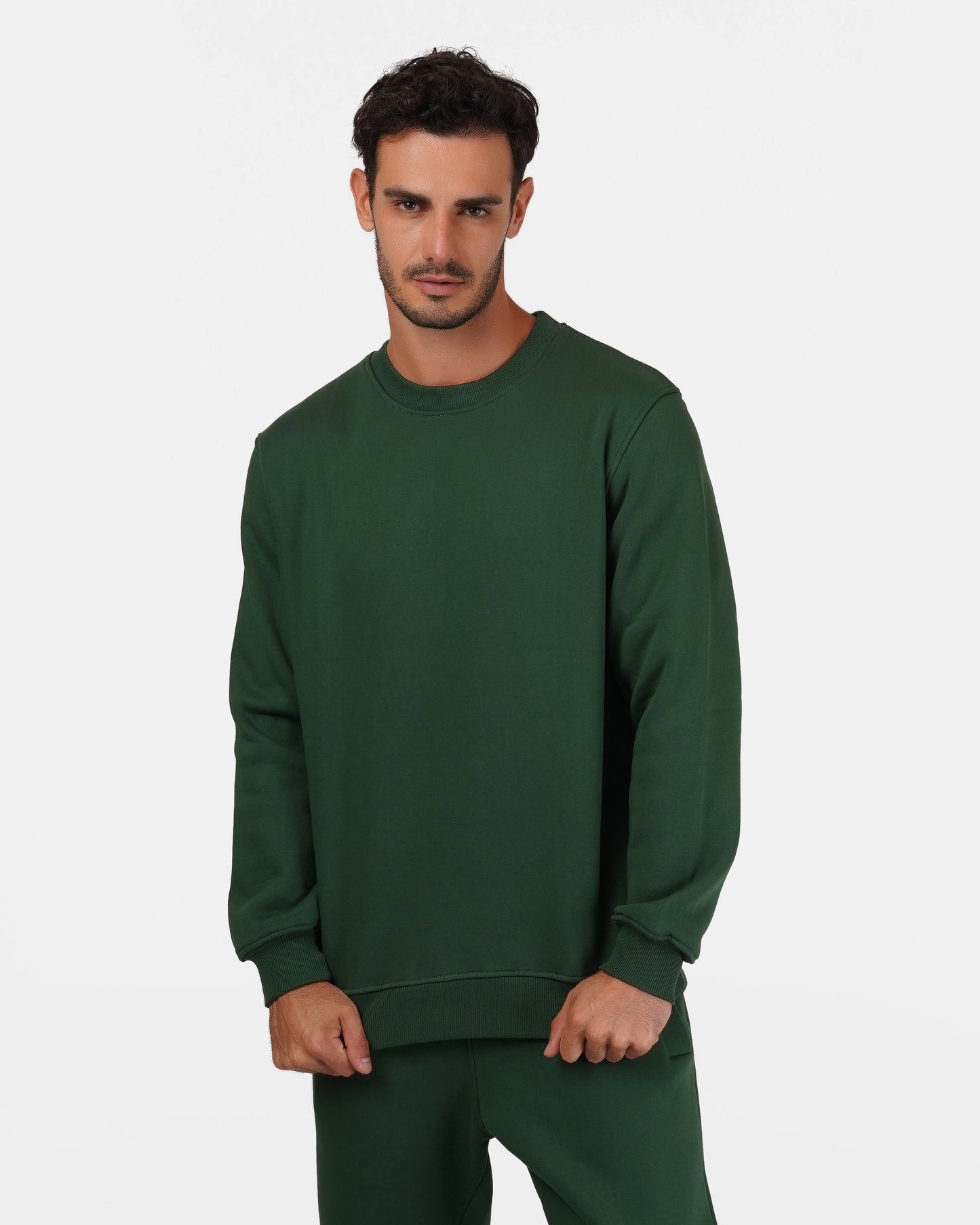 Basic Plain Sweatshirt - Olive