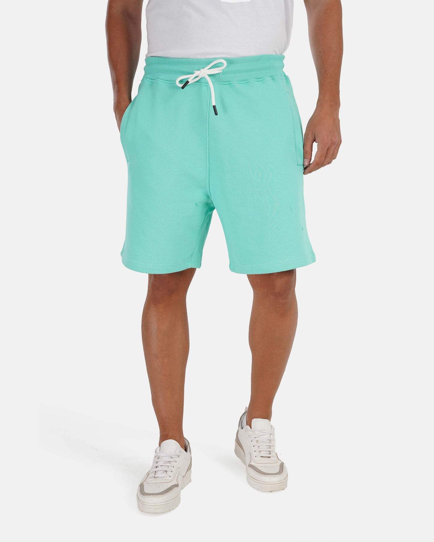 French Terry Cotton Shorts - Mint