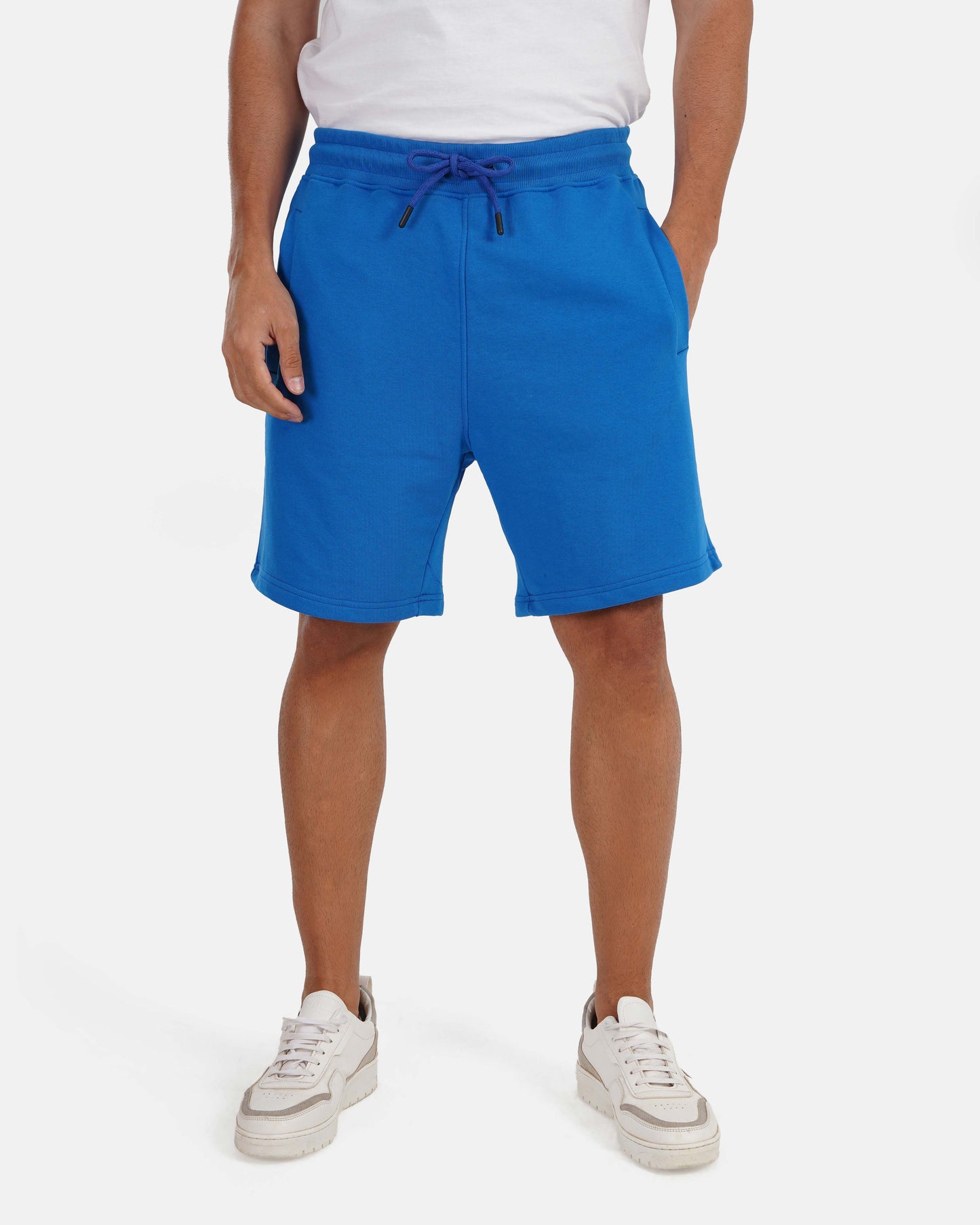 French Terry Cotton Shorts - Blue