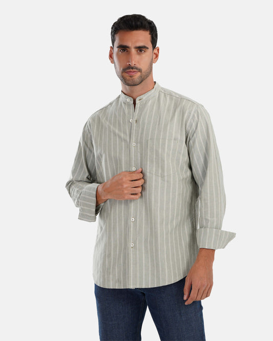 Half collar Striped Shirt - Mint