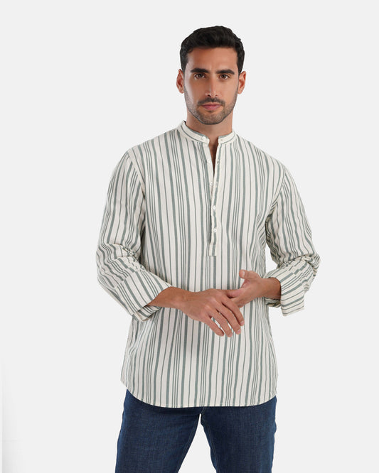 Long sleeves striped shirt - Green