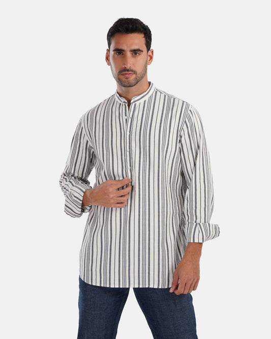 Long Sleeves Striped Shirt - Navy Blue