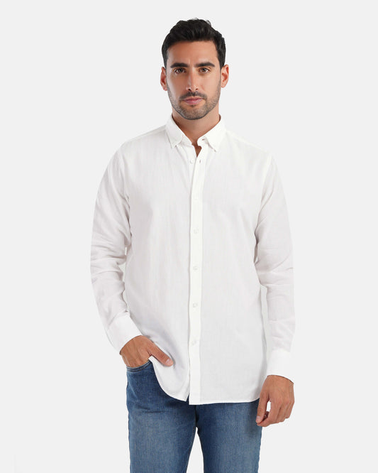Plain Linen Shirt - White