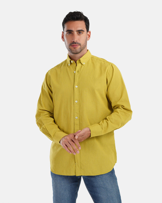 Plain Linen Shirt - Olive