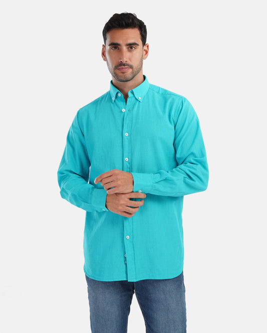 Plain Linen Shirt - Turquoise