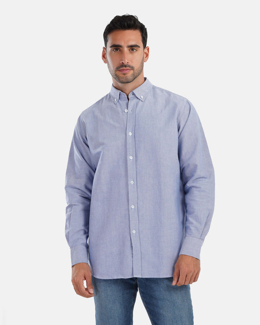Plain Linen Shirt - Light Blue