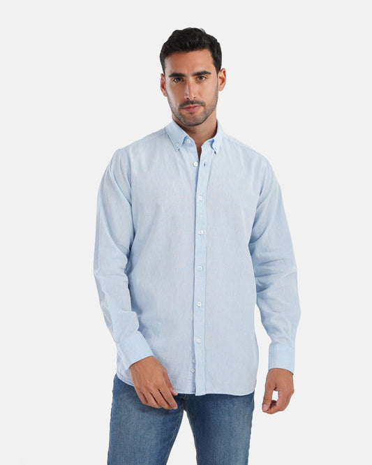Plain Linen Shirt - Baby Blue