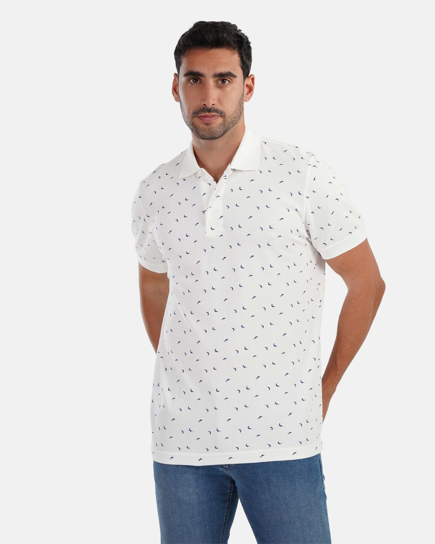 Printed Polo Shirt - White