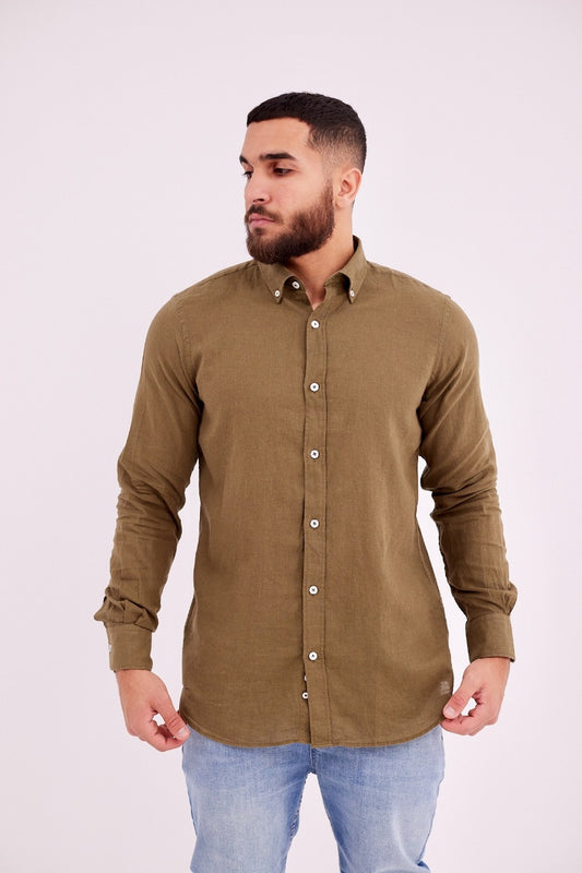 Linen Shirt-Olive