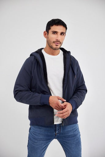 Waterproof Hooded Jacket -Navy Blue