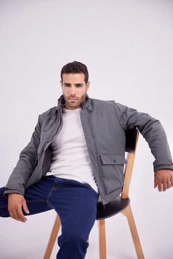 Quilted Jacket- Blue Gray